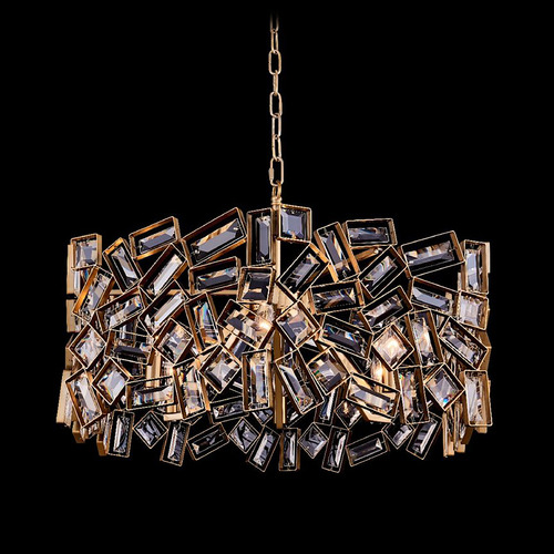 Allegri Crystal Inclanata Winter Brass Pendant Light with Drum Shade