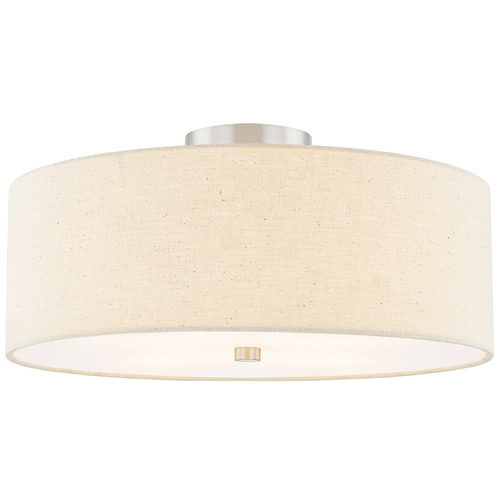 Justice Design Classic 18 Inch Drum Semi Flush Nickel Cream