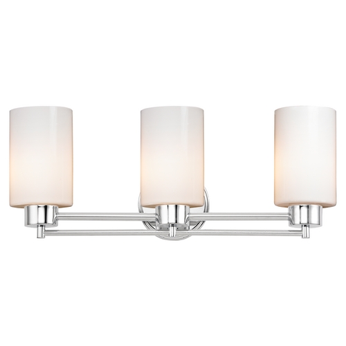 Modern Bathroom Light with White Glass in Chrome Finish