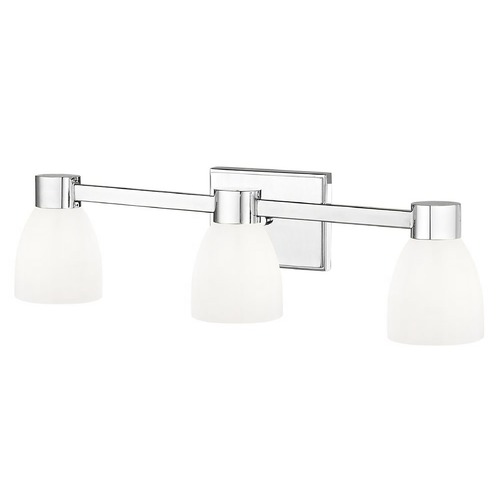 Design Classics Lighting 3-Light Shiny White Glass Bathroom Vanity Light Chrome 2103-26 GL1024MB