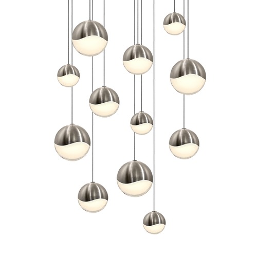 Grapes Satin Nickel 12-Light LED Multi-Light Pendant by Sonneman Lighting