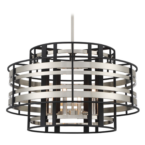 Presten 6-Light Pendant in Nickel & Sand Coal by Metropolitan Lighting