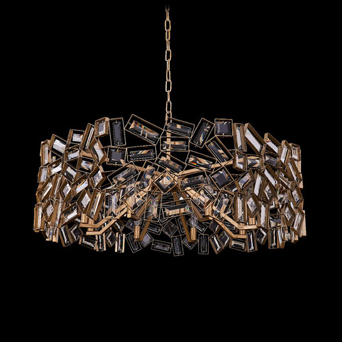 Allegri Lighting Allegri Crystal Inclanata Winter Brass Pendant Light with Drum Shade 038156-044-FR001