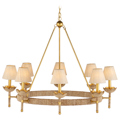 Currey and Company Suzanne Duin Vichy Natural / Gold Leaf Chandelier