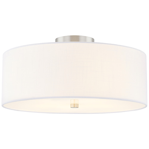 Justice Design Classic 18 Inch Drum Semi Flush Nickel White