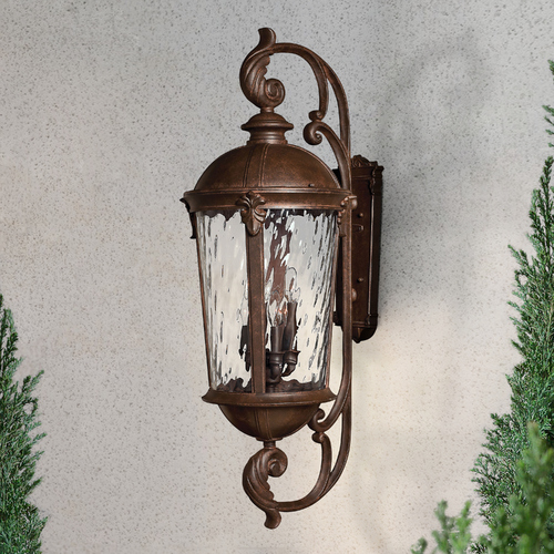 Hinkley Outdoor Wall Light with Clear Glass in River Rock Finish 1929RK