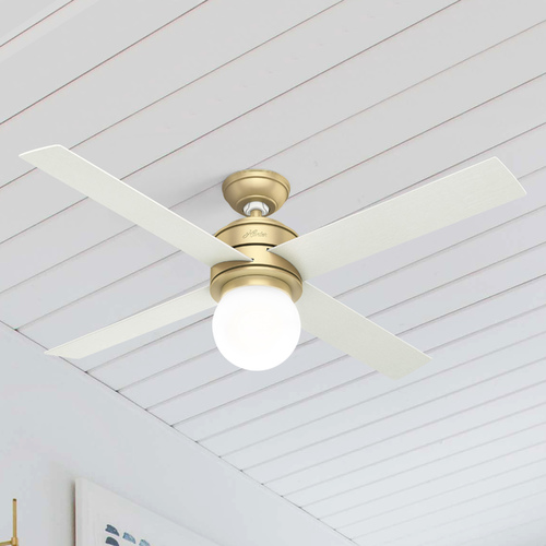 Hunter Fan Company Hunter 52-Inch Modern Brass LED Ceiling Fan with Light and Wall Control 59320