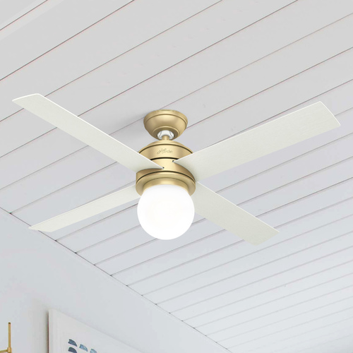 Hepburn 52-Inch LED Fan in Modern Brass by Hunter Fan Company