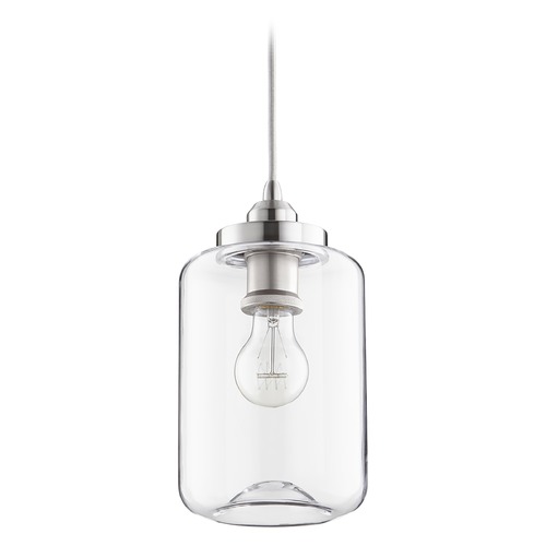 Quorum Lighting Satin Nickel Pendant with Cylindrical Shade by Quorum Lighting 846-65