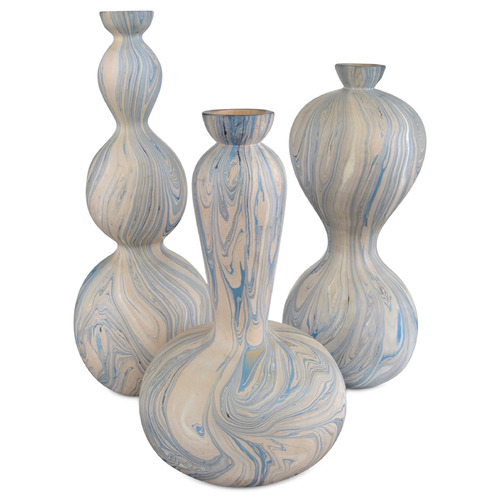Currey and Company Calm Sea Marbleized Blue & White Vase