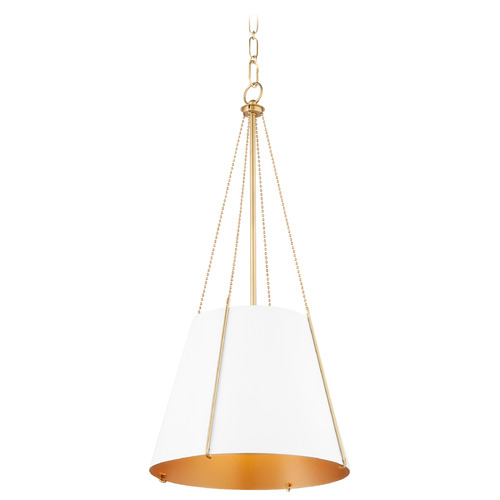 Quorum Lighting Denise Studio White & Aged Brass Pendant with by Quorum Lighting 862-1-0880
