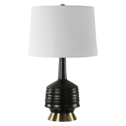 The Uttermost Company Foster Textured Black & Antique Brass Table Lamp with Empire Shade