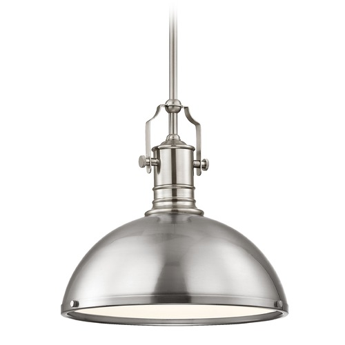 Design Classics Lighting Industrial Satin Nickel Pendant Light 13.38-Inch Wide 1765-09 SH1776-09 R1776-09