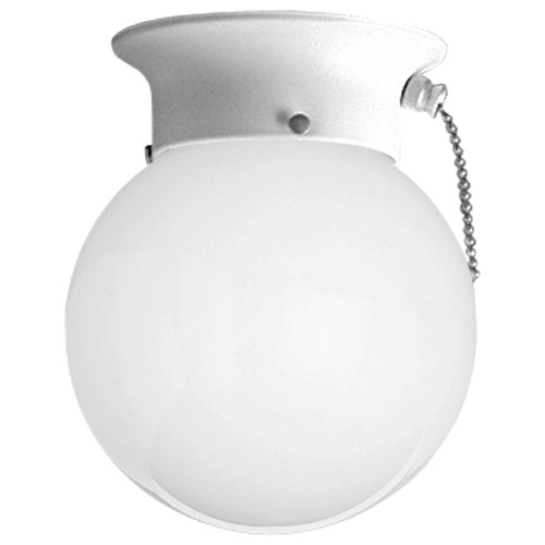 Progress Lighting Globe - Opal (pullchain) White Flushmount Light
