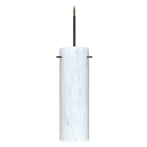 Besa Lighting Besa Lighting Copa Bronze LED Mini-Pendant Light with Cylindrical Shade 1BT-493019-LED-BR