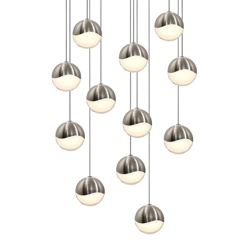 Grapes Satin Nickel 12-Light LED Multi-Light Pendant by Sonneman Lighting