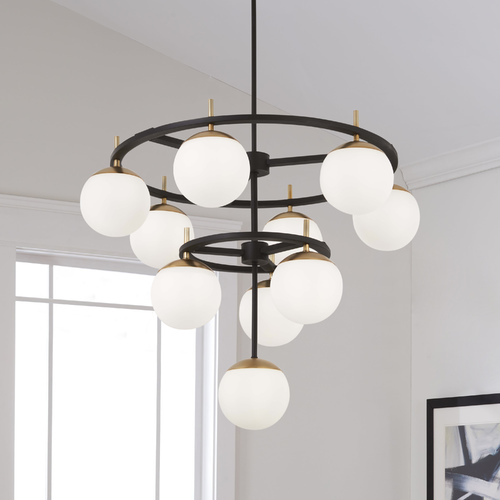 George Kovacs Lighting Alluria 10-Light Downlight Chandelier with White Glass Globes P1358-618