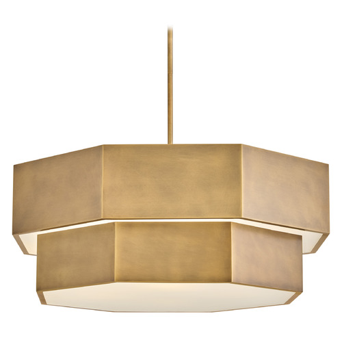 Hinkley Facet Heritage Brass LED Pendant Light with Octagon Shade