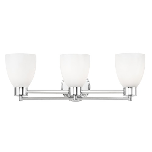 Design Classics Lighting Modern Bathroom Light with White Glass in Chrome Finish 703-26 GL1024MB