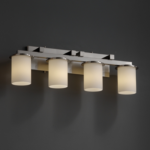 Justice Design Group Justice Design Group Fusion Collection Bathroom Light FSN-8774-10-OPAL-NCKL