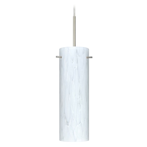 Besa Lighting Copa Satin Nickel LED Mini-Pendant Light with Cylindrical Shade