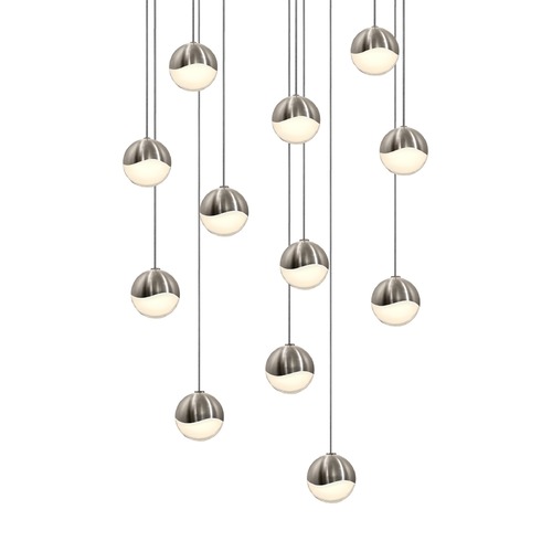 Grapes Satin Nickel 12-Light LED Multi-Light Pendant by Sonneman Lighting