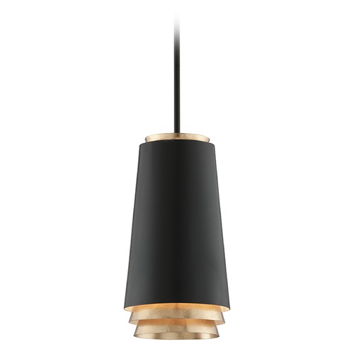 Troy Lighting Fahrenheit 8.25-Inch LED Pendant in Textured Black & Gold Leaf by Troy Lighting F5541