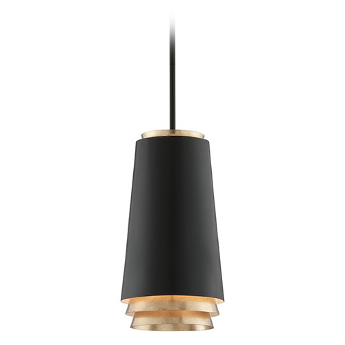 Fahrenheit 8.25-Inch LED Pendant in Textured Black & Gold Leaf by Troy Lighting