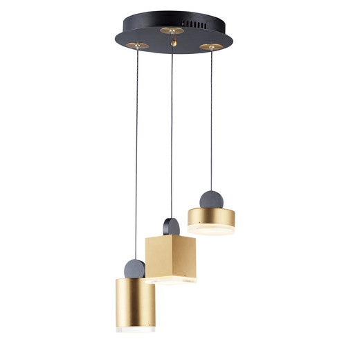 Nob 3-Light LED Pendant in Black & Gold by ET2 Lighting