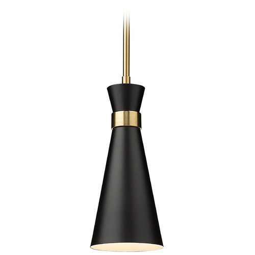 Z-Lite Soriano Matte Black & Heritage Brass Mini Pendant by Z-Lite 728MP-MB-HBR