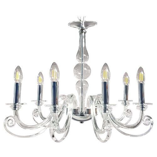 Eirene Crystal Chandelier in Polished Nickel by Metropolitan Lighting