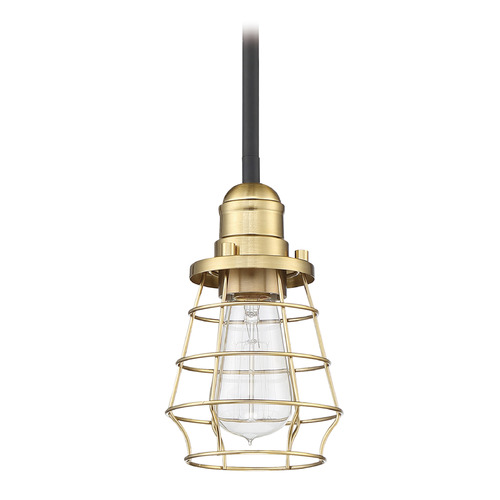 Craftmade Lighting Thatcher Mini Pendant in Flat Black & Satin Brass by Craftmade Lighting 50691-FBSB