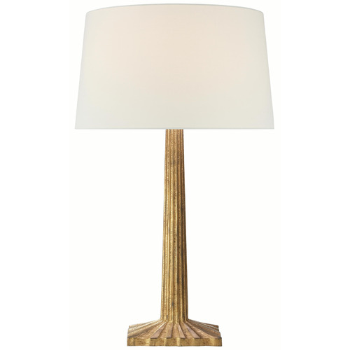 Visual Comfort Signature Collection Strie Gilded Iron Table Lamp with Drum Shade