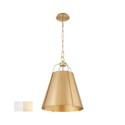 Quorum Lighting Jamie Studio White & Aged Brass Pendant with by Quorum Lighting 861-1-0880
