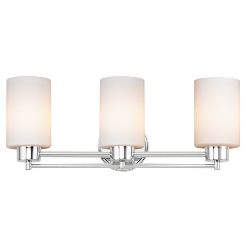 Modern Bathroom Light with White Glass in Chrome Finish