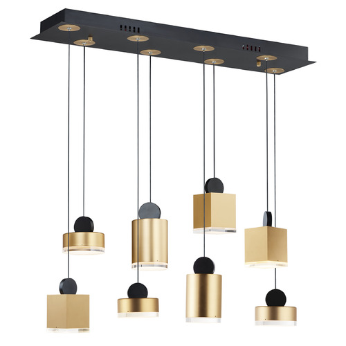 Nob LED Linear Pendant in Black & Gold by ET2 Lighting