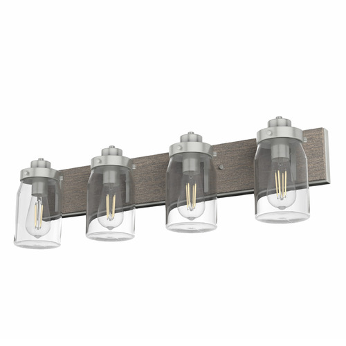 Hunter Fan Company Devon Park Brushed Nickel & Grey Wood Bathroom Light