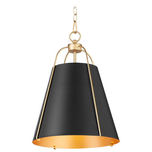 Jamie Matte Black & Aged Brass Pendant with by Quorum Lighting