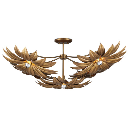 Currey and Company Tom Caldwell Alithea Antique Brass Semi-Flushmount Light