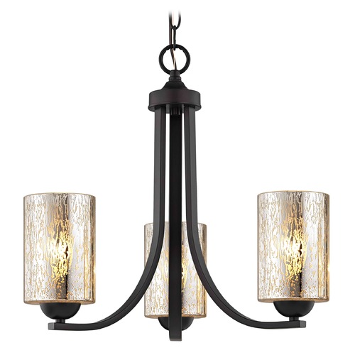 Design Classics Lighting Dalton 3-Light Chandelier in Bronze with Cylinder Mercury Glass 5843-220 GL1039C