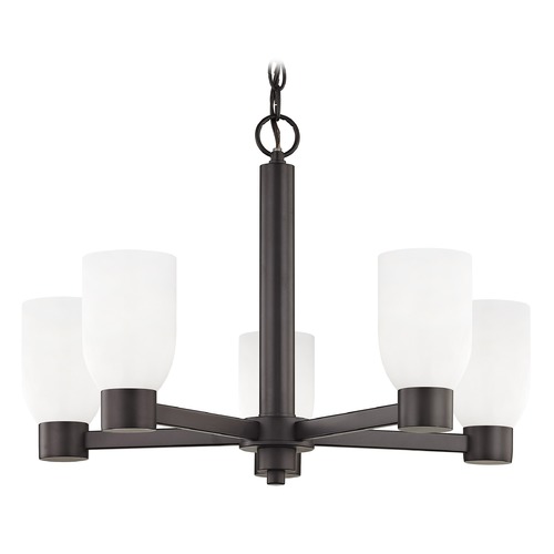 White Glass Chandelier Bronze 5-Lt