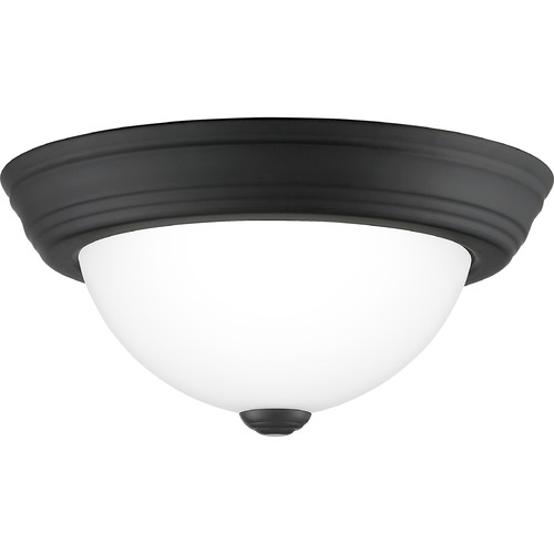 Quoizel Lighting Erwin 11-Inch Flush Mount in Matte Black with White Glass ERW1611MBK