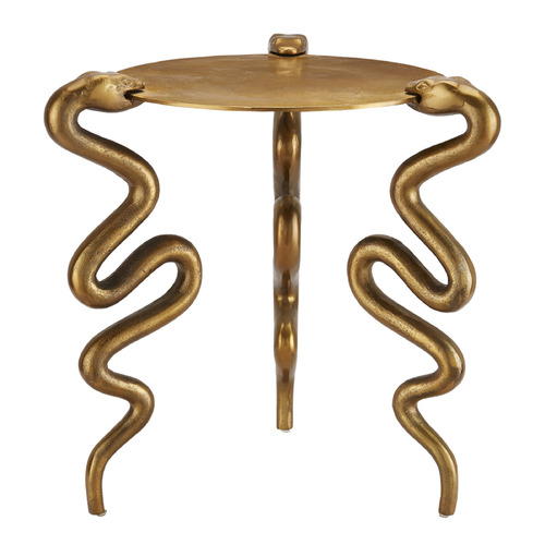 Currey and Company Lighting Currey and Company Serpent Antique Brass Accent Table 4000-0140