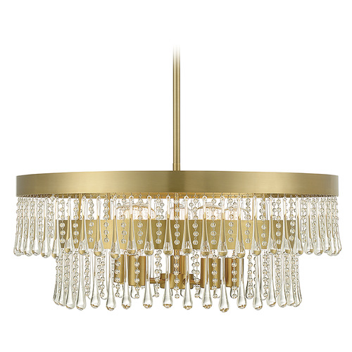 Meridian 26-Inch Crystal Pendant in Natural Brass by Meridian M7038NB
