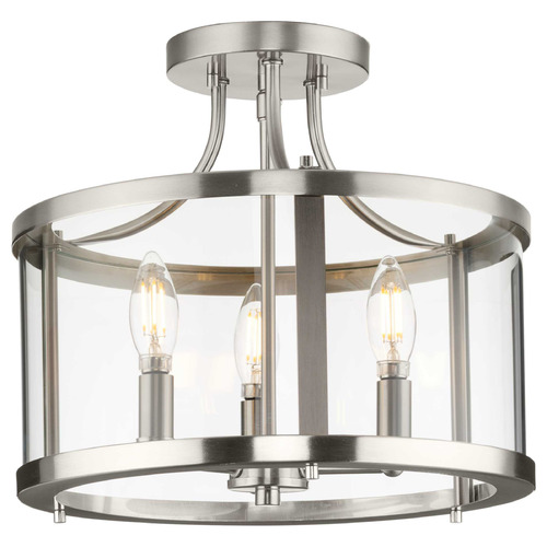 Progress Lighting Atwell 1-Light Brushed Nickel Flush Mount