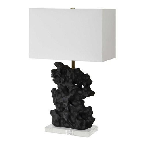 The Uttermost Company Basalt Black & Antique Brass Table Lamp with Rectangle Shade