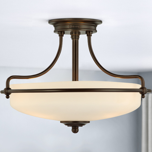 Quoizel Lighting Griffin 17-Inch Semi-Flush Mount in Palladian Bronze by Quoizel Lighting GF1717PN