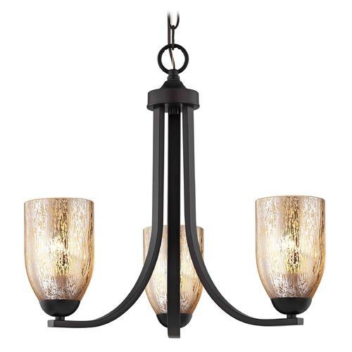 Design Classics Lighting Dalton 3-Light Chandelier in Bronze with Mercury Dome Glass 5843-220 GL1039D