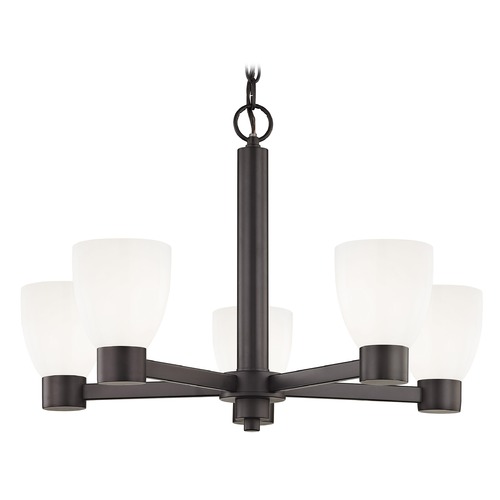 White Glass Chandelier Bronze 5-Lt