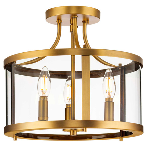 Progress Lighting Atwell 1-Light Vintage Brass Flush Mount